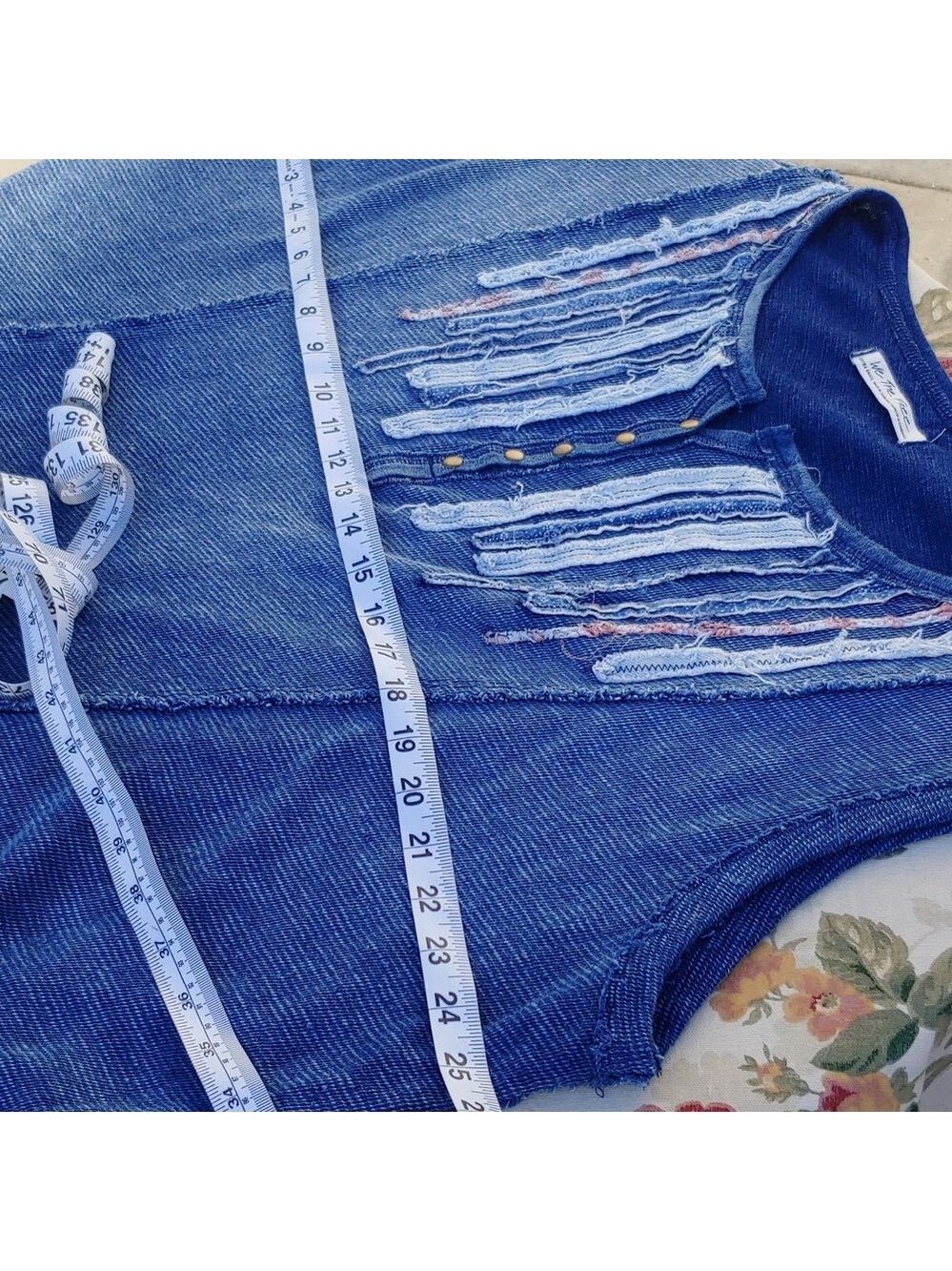 Free People Oversize Sleeveless Denim Color Knit Top by We The Free line XS - Picture 7 of 13